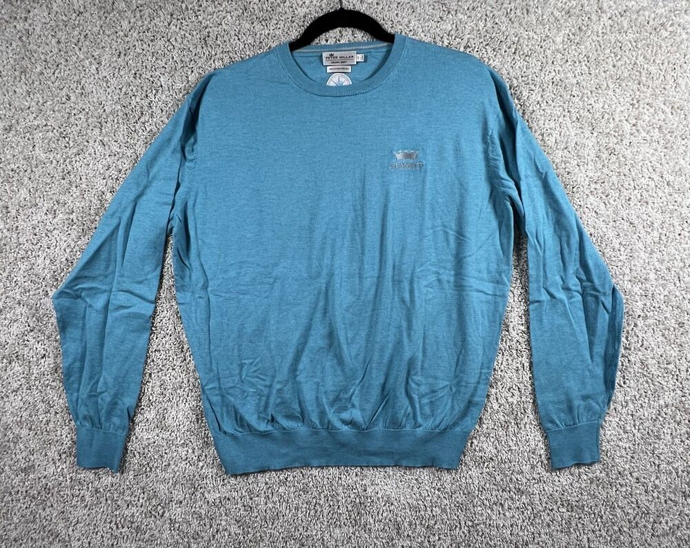 Peter Millar Crown Soft Blue Cotton Silk Sweater Mens Large